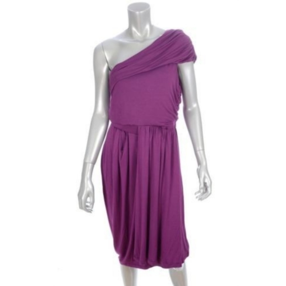 Bar III One Shoulder Overlap Dress Shiraz Purple L
